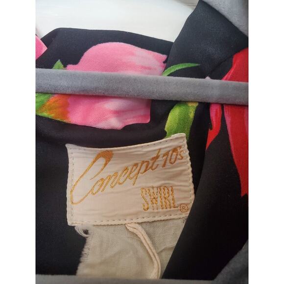 Vintage 70s Vibrant Flower Print Maxi Hostess Collar House Midi Dress, Med/Lrg - Picture 2 of 13